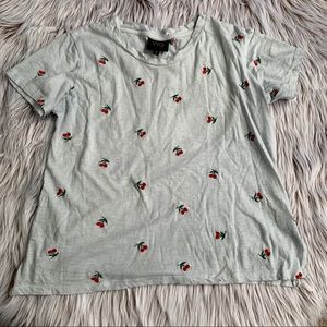 Anthropologie Brand Cherries embroidered tee